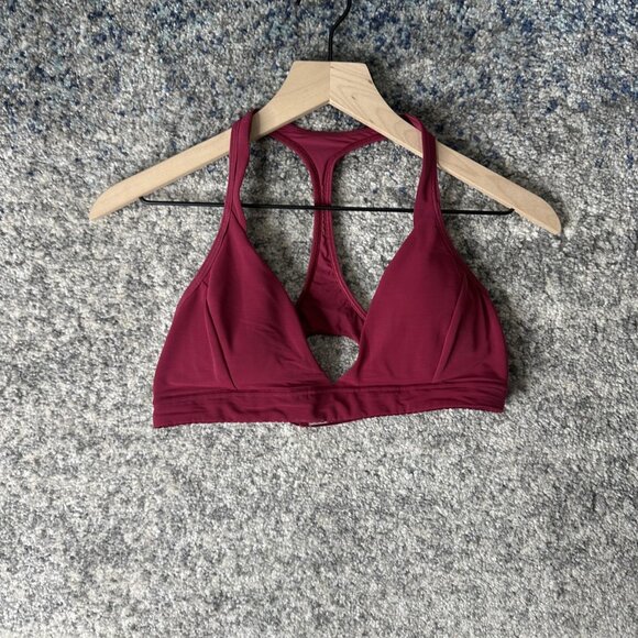 Lululemon Sports Bra Womens 8 Burgundy Racerback Keyhole Hook Eye Running Yoga - Picture 1 of 5